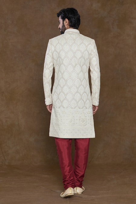 Arihant Rai Sinha Mirror Scale Pattern Embroidered Sherwani Set 