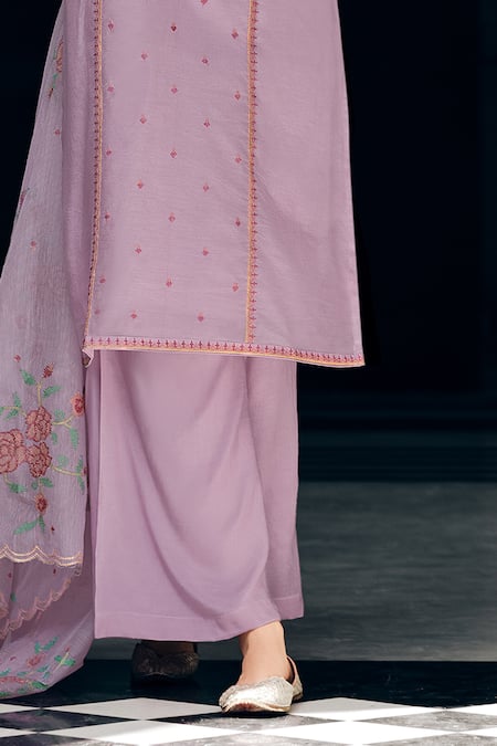 Buy Label Varsha Purple Viscose Embroidery Collared Thread Round Neck Kurta Set Online at Aza Fashions Buy_Label Varsha_Purple Viscose Embroidery Collared Thread Round Neck Kurta Set_Online_at_Aza_Fashions