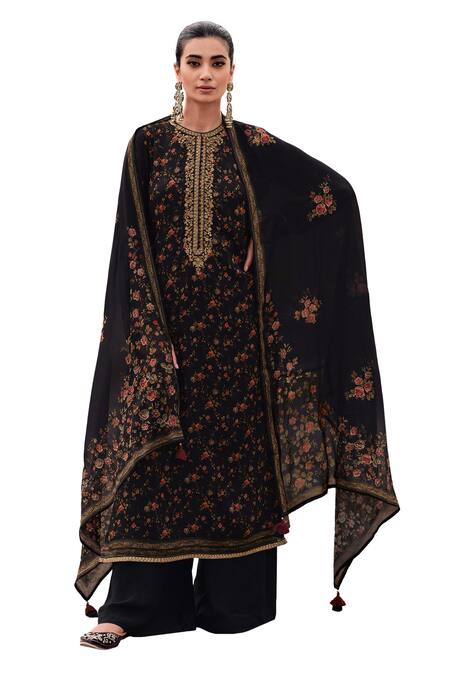 Buy Label Varsha Black Viscose, Organza Sequins, Embroidery Round Neck Printed And Kurta Pant Set Online at Aza Fashions Buy_Label Varsha_Black Viscose, Organza Sequins, Embroidery Round Neck Printed And Kurta Pant Set_Online_at_Aza_Fashions