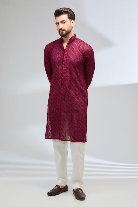 Rabani & Rakha Embroidered Kurta & Ivory Pant Set 