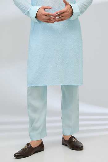 Rabani & Rakha Blue Georgette, Cotton Satin, Cotton, Silk Sequins Work Kurta And Pant Set Online at Aza Fashions Rabani & Rakha_Blue Georgette, Cotton Satin, Cotton, Silk Sequins Work Kurta And Pant Set _Online_at_Aza_Fashions