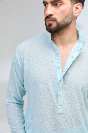 Buy Rabani & Rakha Blue Georgette, Cotton Satin, Cotton, Silk Sequins Work Kurta And Pant Set Online at Aza Fashions Buy_Rabani & Rakha_Blue Georgette, Cotton Satin, Cotton, Silk Sequins Work Kurta And Pant Set _Online_at_Aza_Fashions