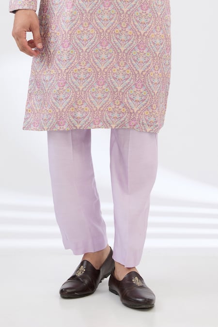 Rabani & Rakha_Pink Cotton Embroidery, Beads Floral Print Kurta Set _Online_at_Aza_Fashions