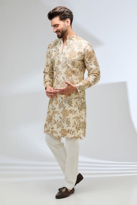 Rabani & Rakha Floral Embroidered Kurta & Pant Set 