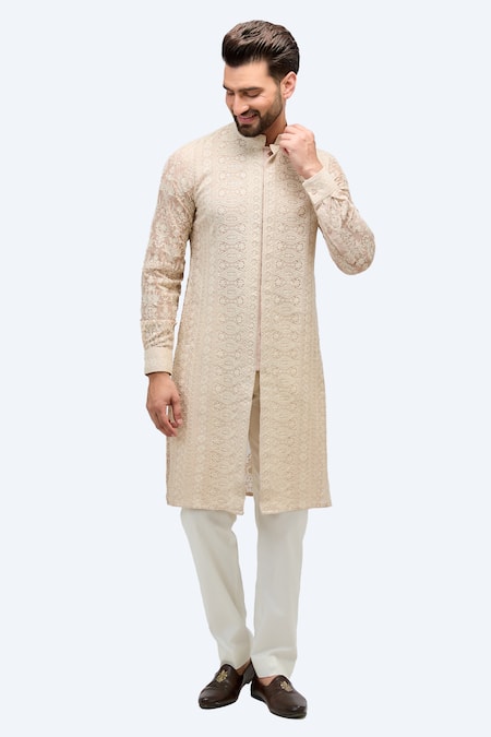 Buy Rabani & Rakha Pink Georgette, Cotton Embroidery Floral Work Kurta And Pant Set Online at Aza Fashions Buy_Rabani & Rakha_Pink Georgette, Cotton Embroidery Floral Work Kurta And Pant Set _Online_at_Aza_Fashions