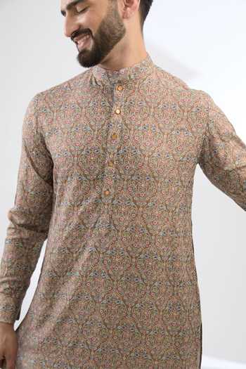 Rabani & Rakha Gold Silk, Cotton Embroidery Thread Kurta Set Online at Aza Fashions Rabani & Rakha_Gold Silk, Cotton Embroidery Thread Kurta Set _Online_at_Aza_Fashions