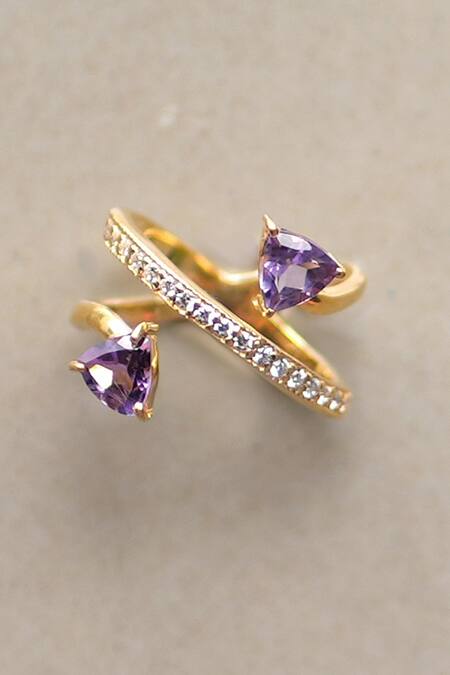 Buy Ruuh Studios Gold Plated Crystals, Stones Cross-over Embellished Ring Online at Aza Fashions Buy_Ruuh Studios_Gold Plated Crystals, Stones Cross-over Embellished Ring _Online_at_Aza_Fashions