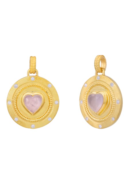 Shop Ruuh Studios Gold Plated Enchanting Heart Pendant Necklace at Aza Fashions Shop_Ruuh Studios_Gold Plated Enchanting Heart Pendant Necklace _at_Aza_Fashions