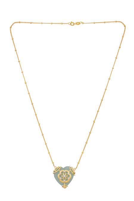 Shop Ruuh Studios Gold Plated Eternal Bloom Pendant Necklace at Aza Fashions Shop_Ruuh Studios_Gold Plated Eternal Bloom Pendant Necklace _at_Aza_Fashions
