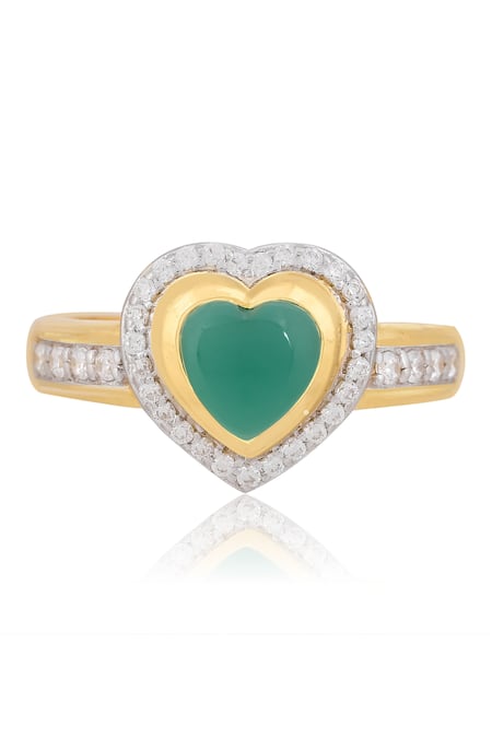 Ruuh Studios Gold Plated Stones Onyx Embellished Ring 