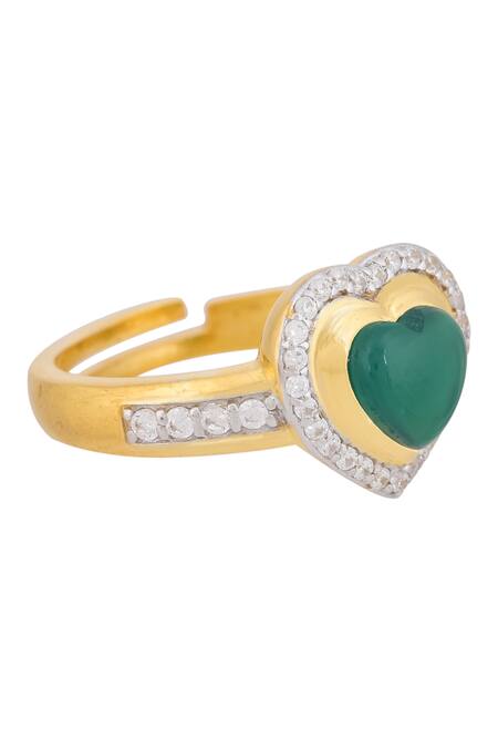 Shop Ruuh Studios Gold Plated Stones Onyx Embellished Ring at Aza Fashions Shop_Ruuh Studios_Gold Plated Stones Onyx Embellished Ring _at_Aza_Fashions