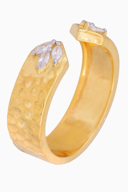 Shop Ruuh Studios Gold Plated Stones Celestial Heart Ring at Aza Fashions Shop_Ruuh Studios_Gold Plated Stones Celestial Heart Ring _at_Aza_Fashions
