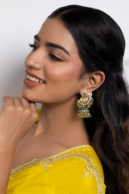 Ruuh Studios Peacock Embellished Jhumkas 
