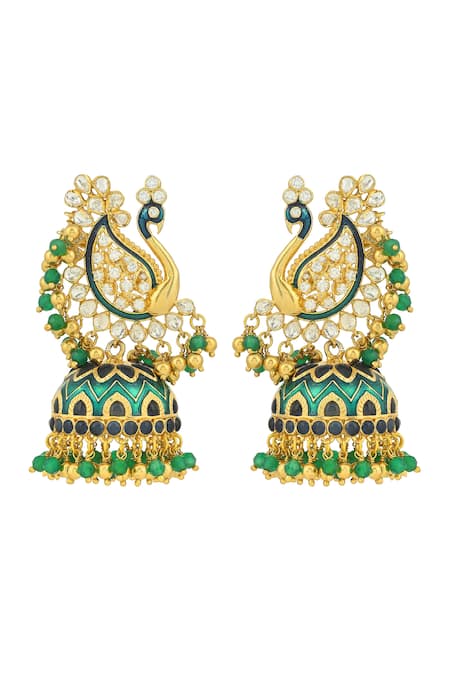 Ruuh Studios Peacock Embellished Jhumkas 