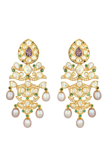 Ruuh Studios Moissanite & Nano Stone Embellished Earrings 