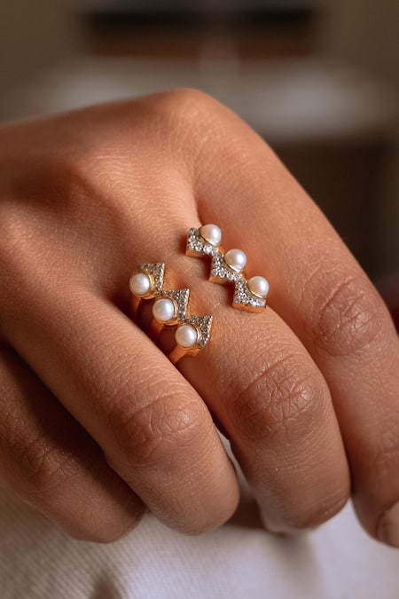 Ruuh Studios Freshwater Pearl Embellished Ring 