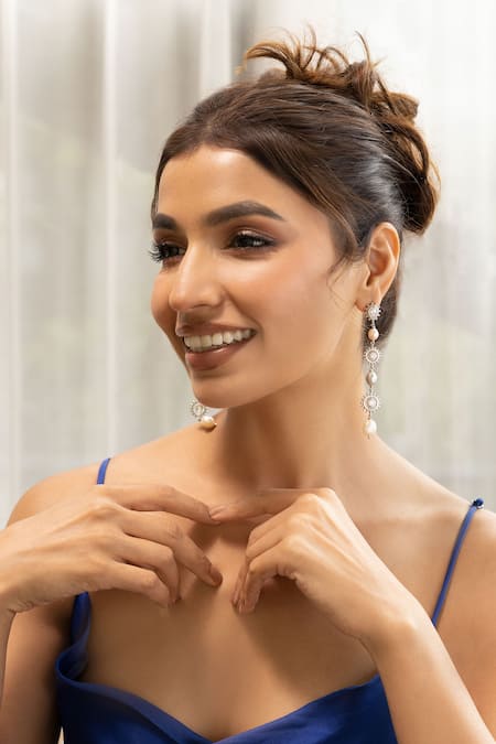 Ruuh Studios Multi Pearl Drop Earrings 