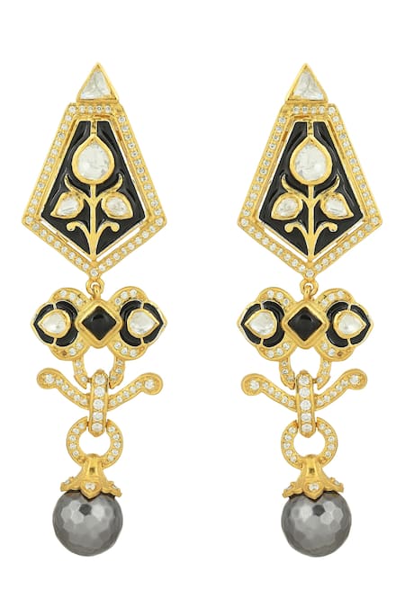 Ruuh Studios Malti Meenakari Work Drop Earrings 