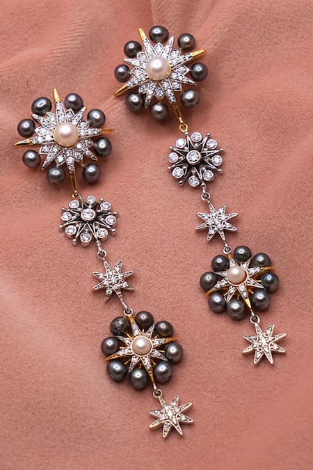 Ruuh Studios Sunburst Pearl Embellished Earrings 