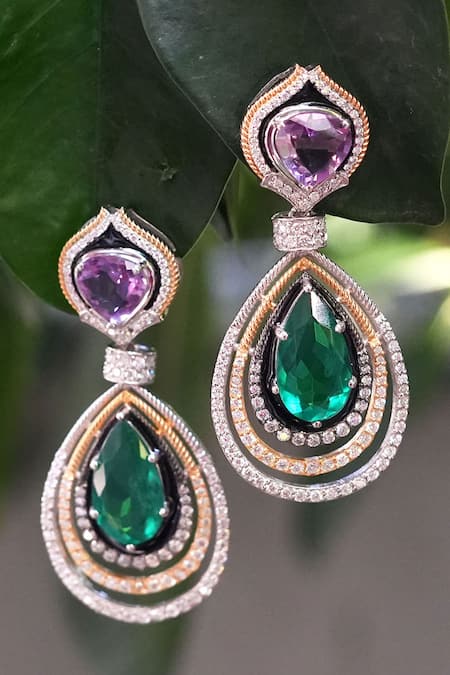 Ruuh Studios Mayuri Tear Drop Carved Danglers 