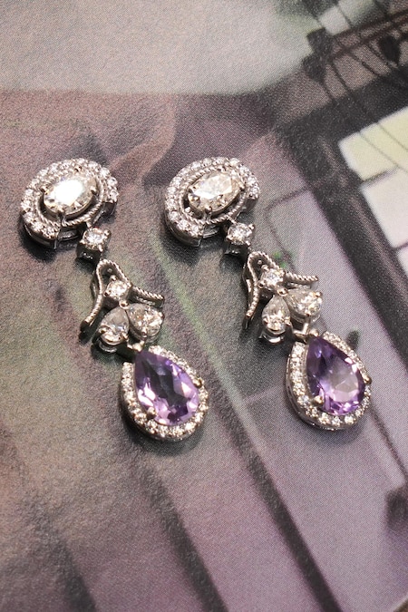 Ruuh Studios Meira Amethyst Embellished Earrings 