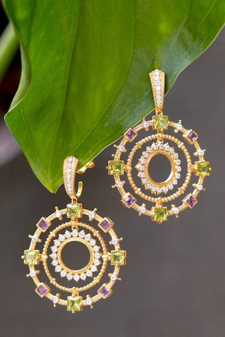 Ruuh Studios Eden Amethyst & Peridot Earrings 