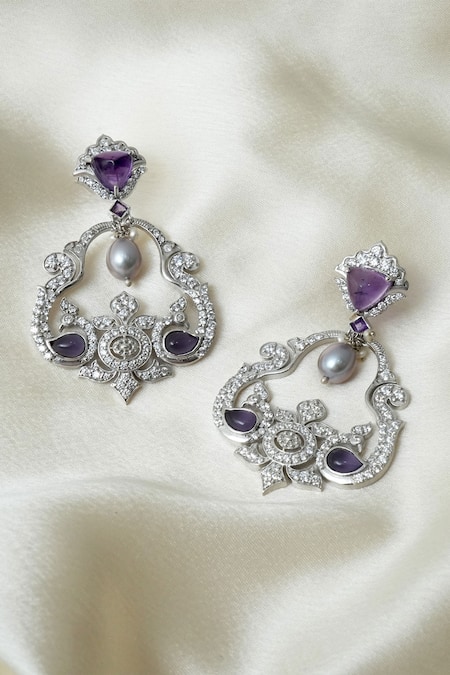 Ruuh Studios Peehu Amethyst Embellished Earrings 
