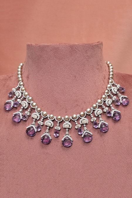 Ruuh Studios Miera Amethyst Embellished Choker 