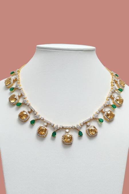 Buy Ruuh Studios Gold Plated Amaya Citrine Embellished Choker Online at Aza Fashions Buy_Ruuh Studios_Gold Plated Amaya Citrine Embellished Choker _Online_at_Aza_Fashions