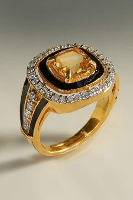 Ruuh Studios Elio Citrine Embellished Ring 