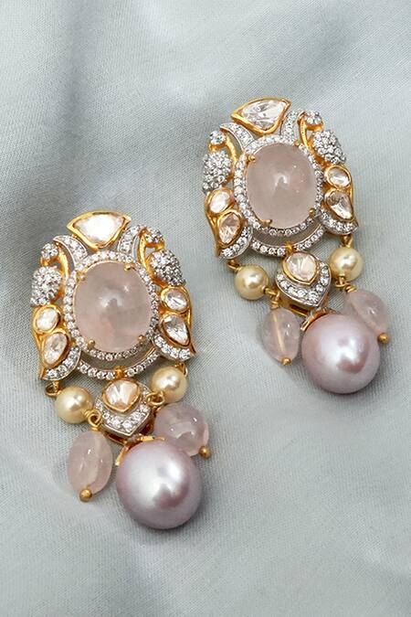 Ruuh Studios Gold Plated Diamonds, Pearls Nasrin Layered Embellished Pendant Choker Set Online at Aza Fashions Ruuh Studios_Gold Plated Diamonds, Pearls Nasrin Layered Embellished Pendant Choker Set _Online_at_Aza_Fashions