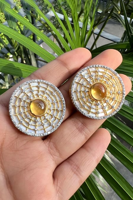 Ruuh Studios Mystical Stone Embellished Stud Earrings 