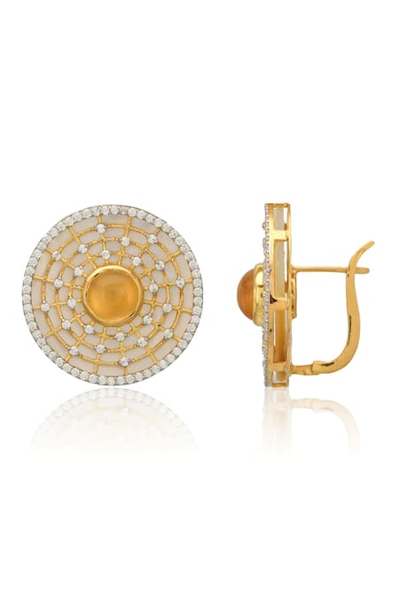 Ruuh Studios Gold Plated Crystals, Stones Mystical Embellished Stud Earrings Online at Aza Fashions Ruuh Studios_Gold Plated Crystals, Stones Mystical Embellished Stud Earrings _Online_at_Aza_Fashions