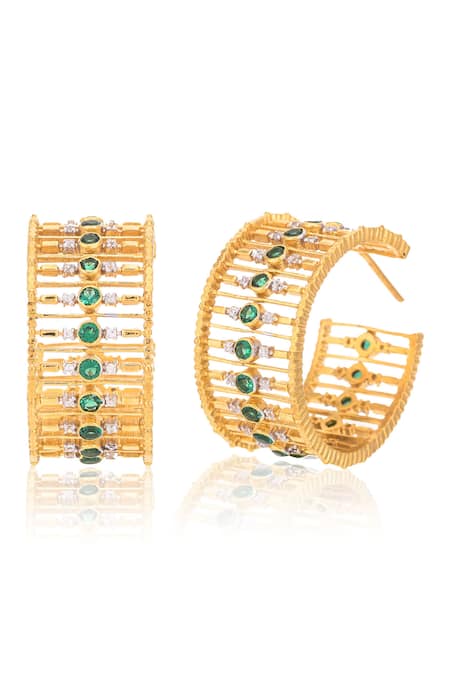 Ruuh Studios Cubic Zirconia Embellished Hoops 