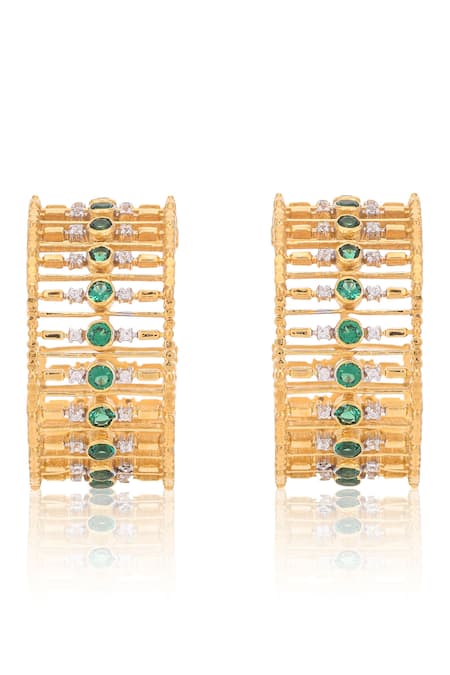 Ruuh Studios Gold Plated Crystals, Stones Cubic Zirconia Embellished Hoops Online at Aza Fashions Ruuh Studios_Gold Plated Crystals, Stones Cubic Zirconia Embellished Hoops _Online_at_Aza_Fashions