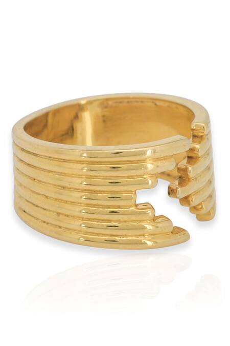 Ruuh Studios Gold Plated Inspirit Geometric Carved Ring Online at Aza Fashions Ruuh Studios_Gold Plated Inspirit Geometric Carved Ring _Online_at_Aza_Fashions