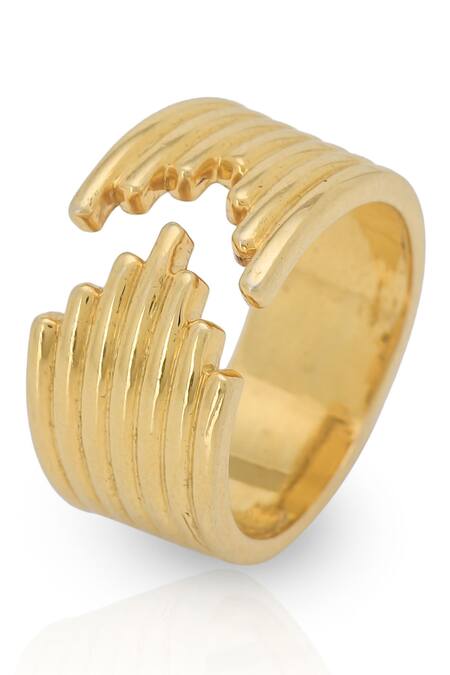 Buy Ruuh Studios Gold Plated Inspirit Geometric Carved Ring Online at Aza Fashions Buy_Ruuh Studios_Gold Plated Inspirit Geometric Carved Ring _Online_at_Aza_Fashions