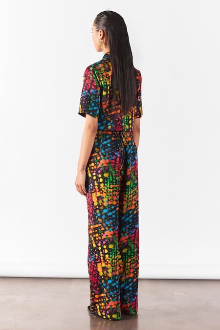 Shop Studio Rigu Black Velvet, Viscose Wildflower Print Crop Blazer With Pant at Aza Fashions Shop_Studio Rigu_Black Velvet, Viscose Wildflower Print Crop Blazer With Pant _at_Aza_Fashions