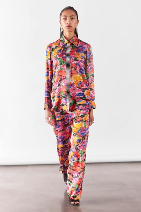 Studio Rigu Petunia Print Shirt With Straight Pant 