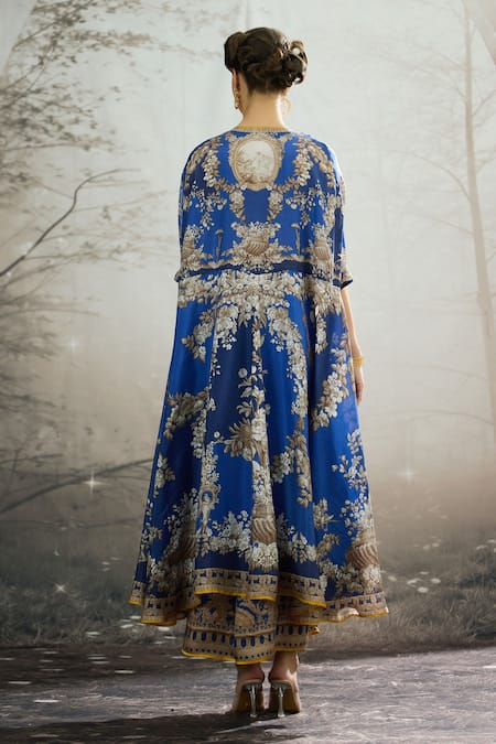 Rajdeep Ranawat Caprice Regal Floral Print Cape Tunic 