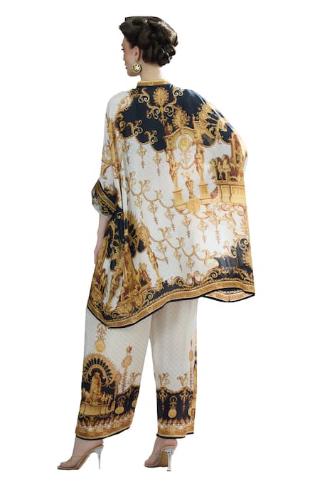 Rajdeep Ranawat_Black Silk Collared Chanel Regal Print Tunic _at_Aza_Fashions