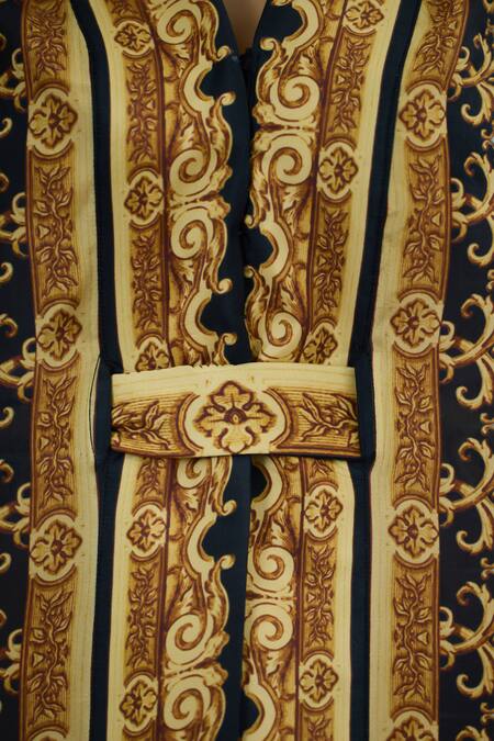 Shop_Rajdeep Ranawat_Black Chloe Silk Regal Print Cape 