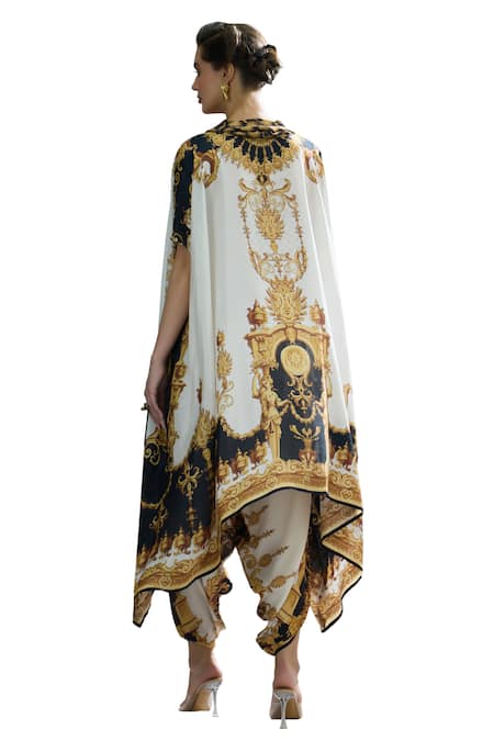 Rajdeep Ranawat_Black Silk Cowl Neck Lavanya Regal Print Tunic _at_Aza_Fashions