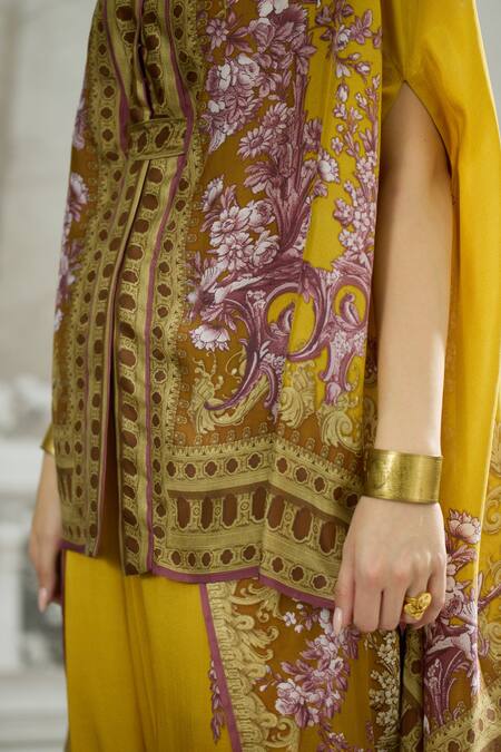 Shop Rajdeep Ranawat Yellow Chloe Silk Cape Shop_Rajdeep Ranawat_Yellow Chloe Silk Cape