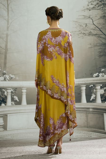 Rajdeep Ranawat Kamini Printed Asymmetric Tunic & Draped Skirt Set 