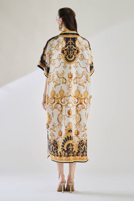 Rajdeep Ranawat Briana Printed Shirt Collar Kaftan Dress 