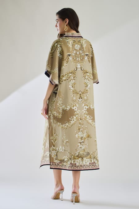 Rajdeep Ranawat Printed Half Sleeve Kaftan Dress 