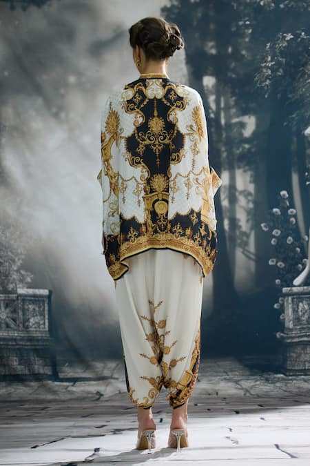 Shop_Rajdeep Ranawat_Black Modal, Satin Sonth Paisley Print Dhoti Pant _at_Aza_Fashions