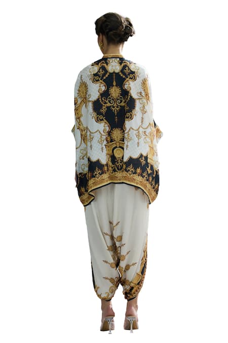 Shop_Rajdeep Ranawat_Black Modal, Satin Sonth Paisley Print Dhoti Pant _Online_at_Aza_Fashions