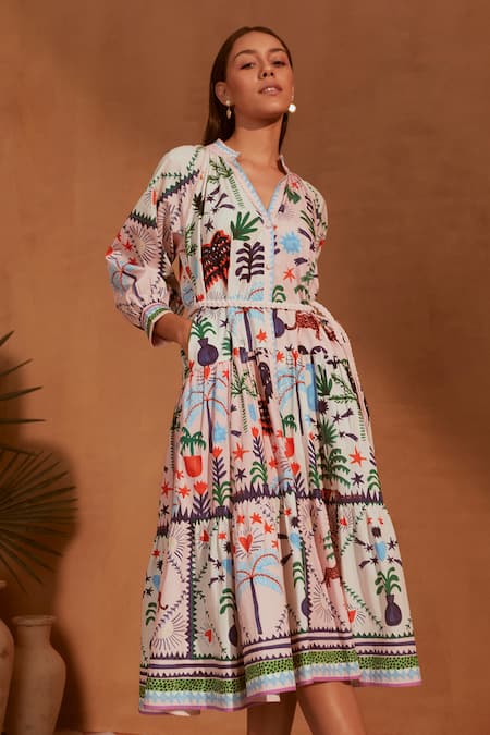 NOIB Vera Tropical Print Maxi Dress 